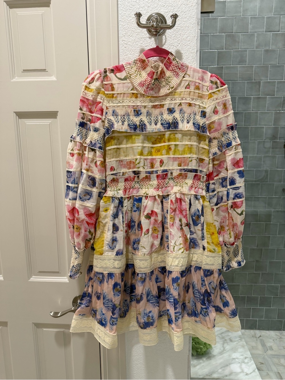 Zimmermann Multi-Color Floral Smocked Tiered Casual Dress